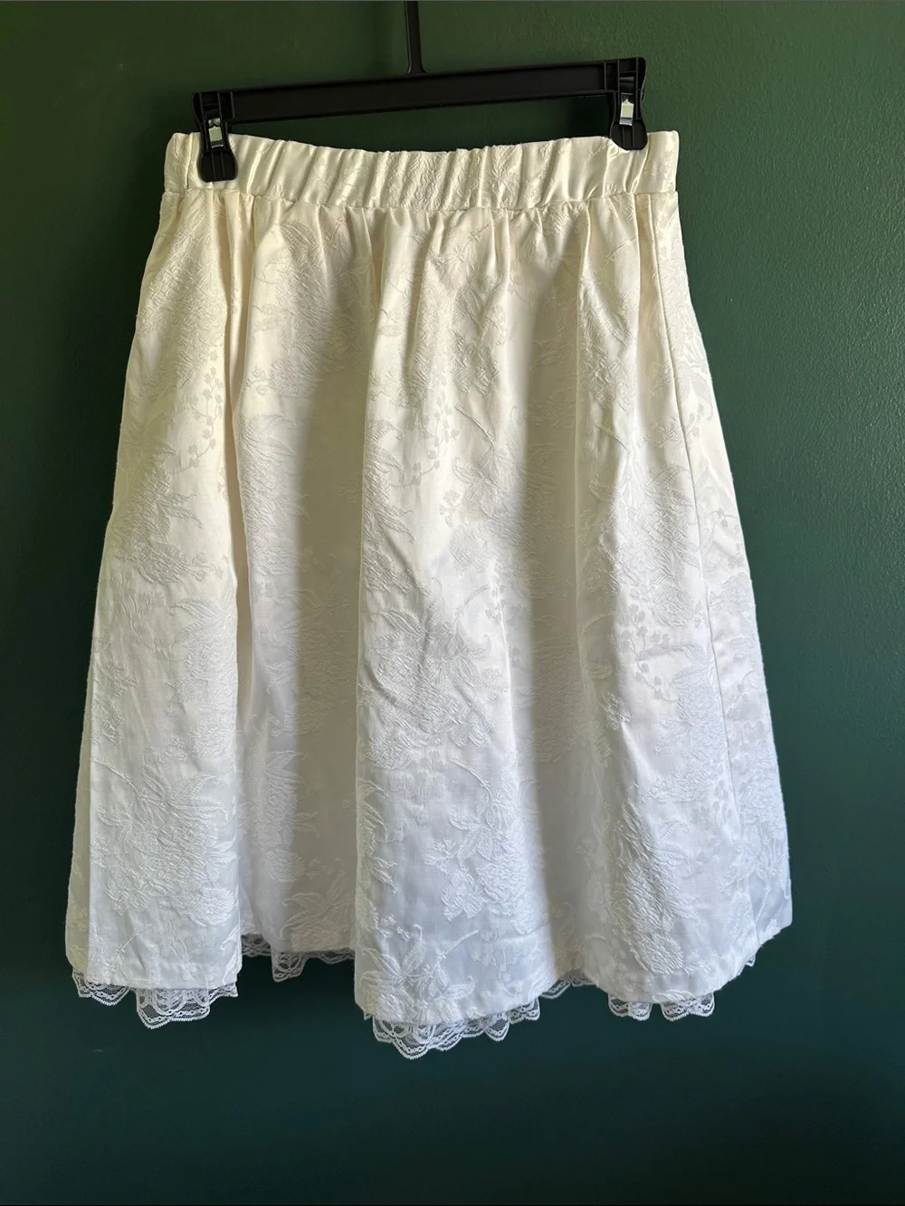 Vintage Jessica McClintock Girls Floral Brocade Skirt with Lace Hem 14